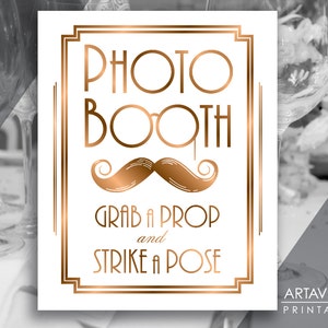 Gatsby Photo Booth Printable Art Gatsby Wedding Art Deco Party Sign ...