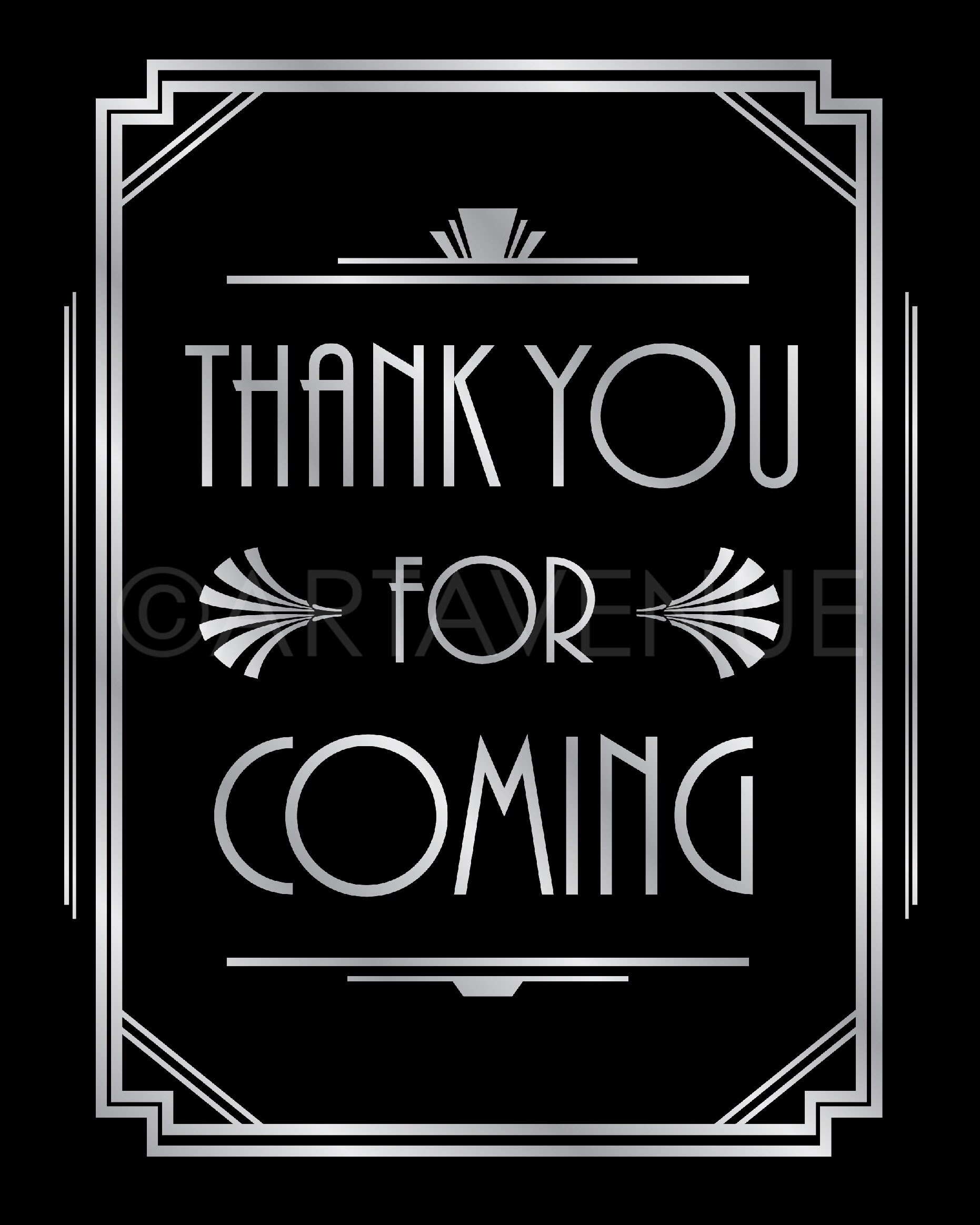 Art Deco Sign Printables Thank You for Coming Sign Roaring Etsy