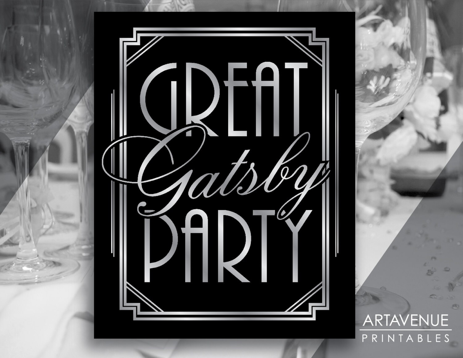 Gatsby Party Printable Art Deco Wedding Sign great | Etsy