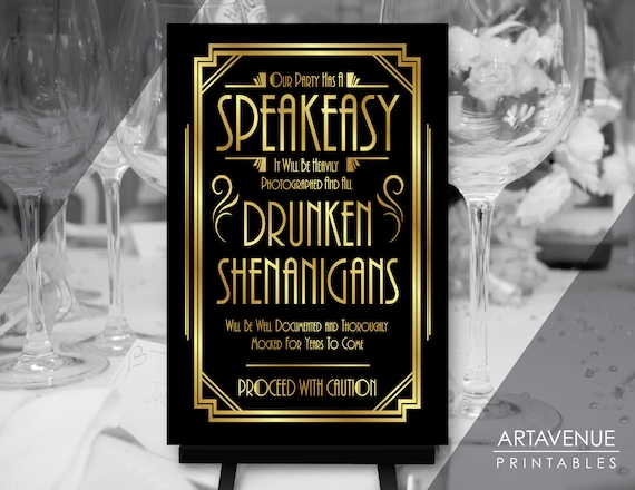 Speakeasy Welcome Sign JPG SVG Download Gatsby Wedding Party