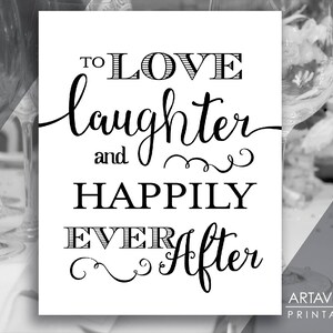 Chic Wedding Sign Printables / Love Laughter and Happily Ever After / Wedding Downloads, Wedding Signs, Wedding Décor SCBW4