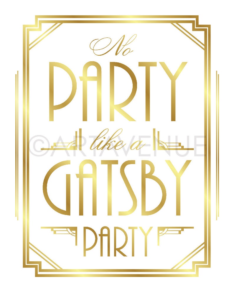 Art Deco Printable Art Gatsby Wedding Sign no Party - Etsy