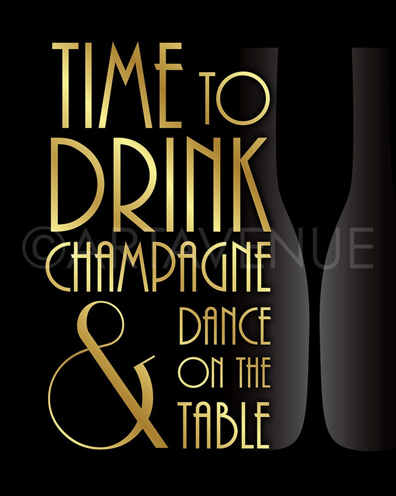 Time to Drink Champagne & Dance on the Table Printable Sign Etsy