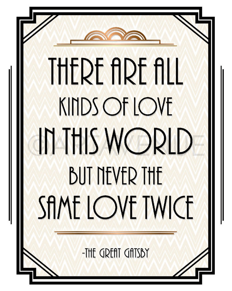 Art Deco Gatsby Quote Printable Never the Same Love Etsy