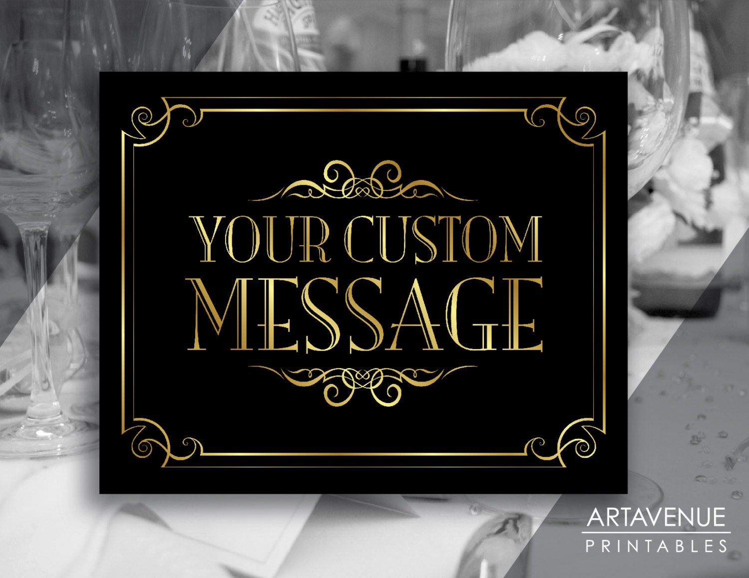 Custom Poster Sign Printable, Personalized Wedding Party Signage, Gold ...