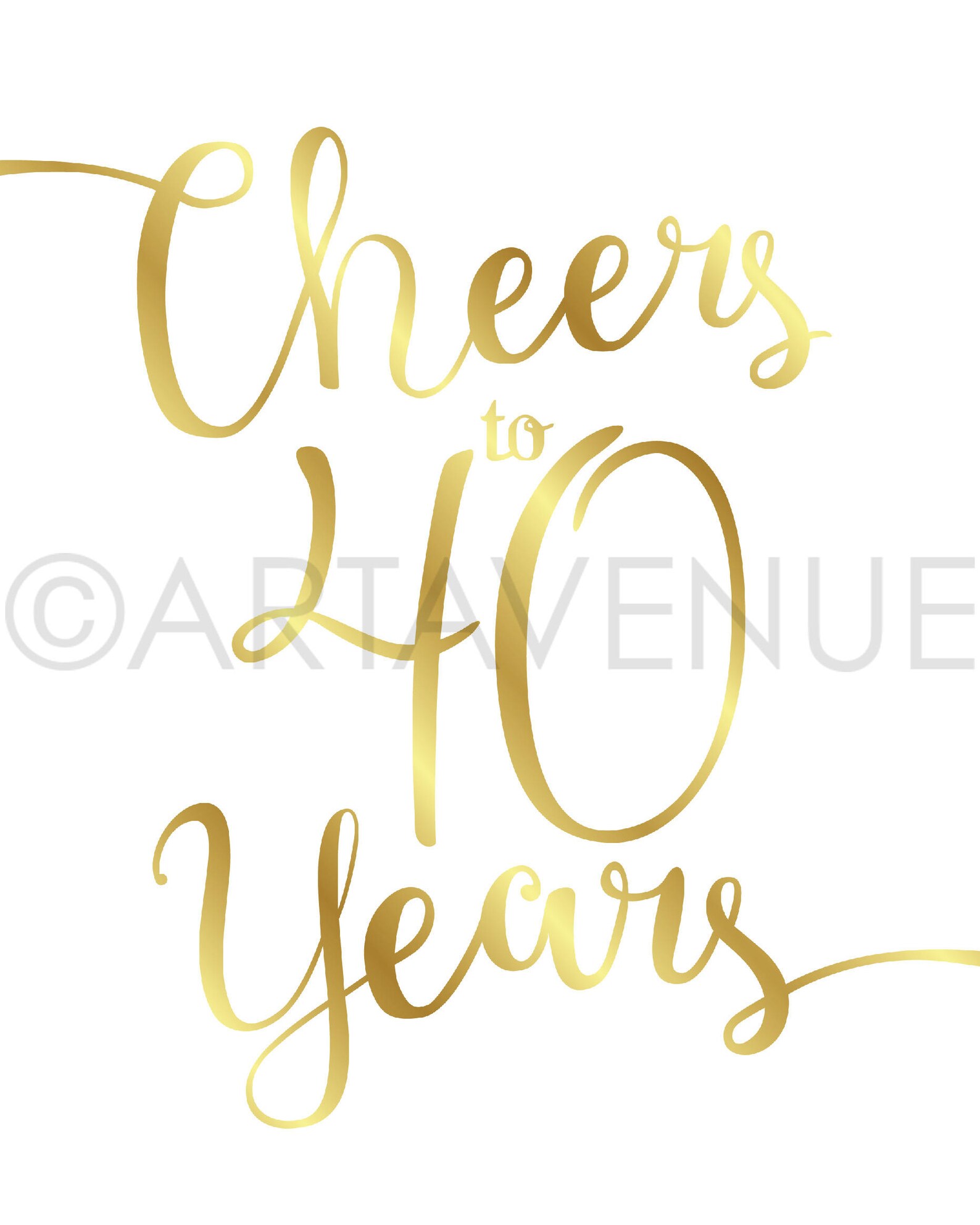 CHEERS TO 40 YEARS Gold Chic Printables Party Sign | Etsy
