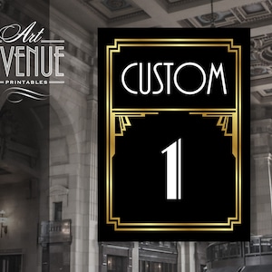 Art Deco Table Number Signs, Editable Template, Great Gatsby Wedding Party Sign Decorations, Art Deco Roaring 20s Download #004 AD2