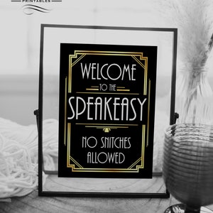 Editable Welcome to the Speakeasy Sign Template | Gold Gatsby Speakeasy ...