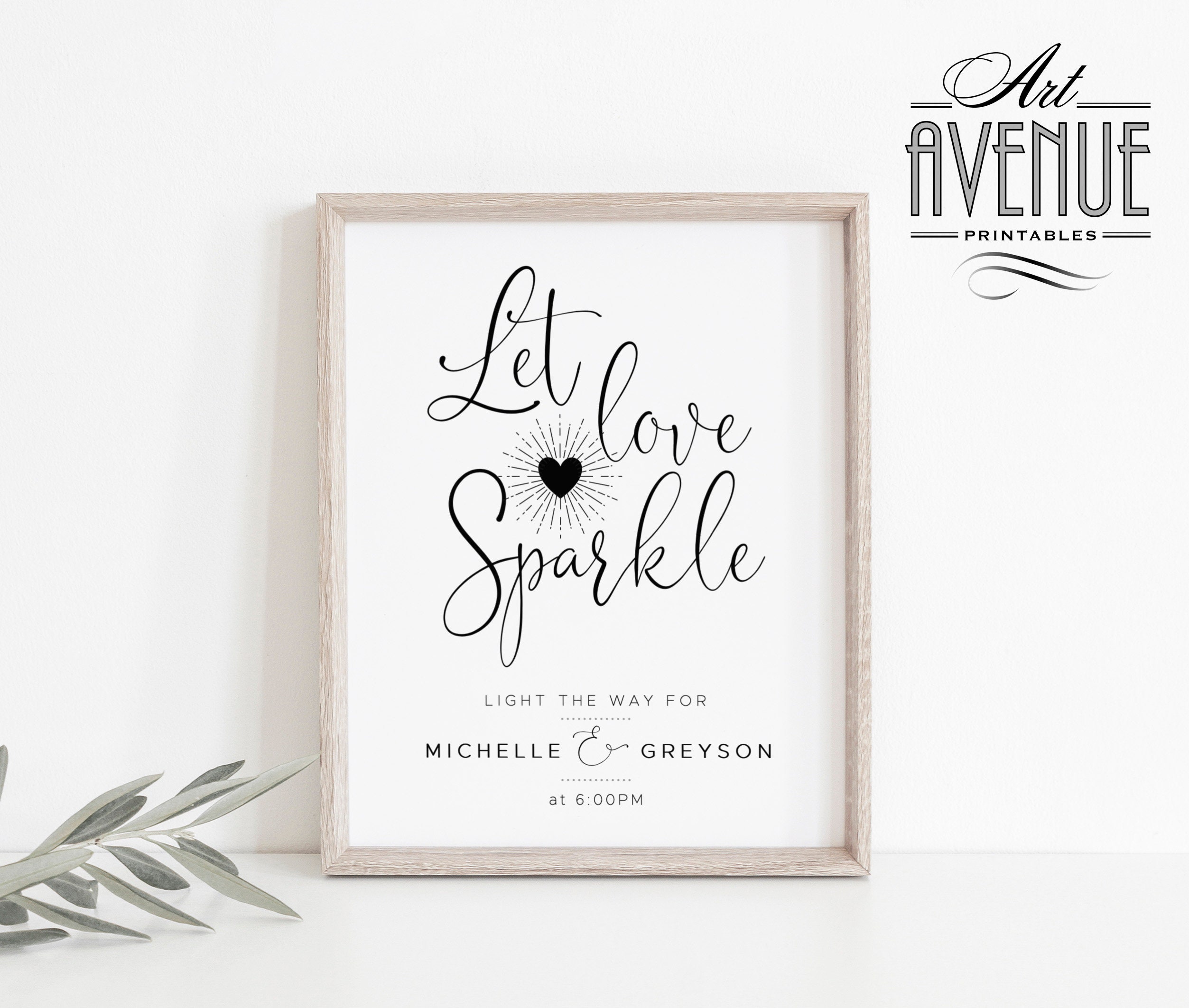 Let Love Sparkle Sign Template 8x10 Minimalist Wedding - Etsy