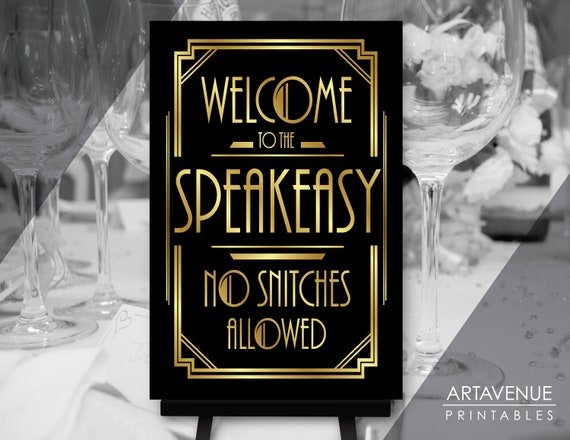 Roaring 20's Party Decor 24 X 36 SPEAKEASY WELCOME Sign Download