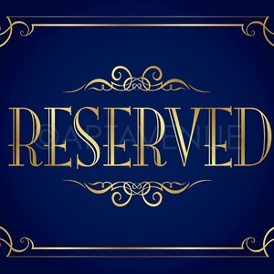 Navy &amp; Gold Wedding Printable Decor Art - "reserved" Sign - Elegant ...