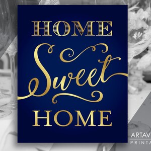 Chic Navy and Gold Sign Printables | HOME SWEET HOME | Digital ...