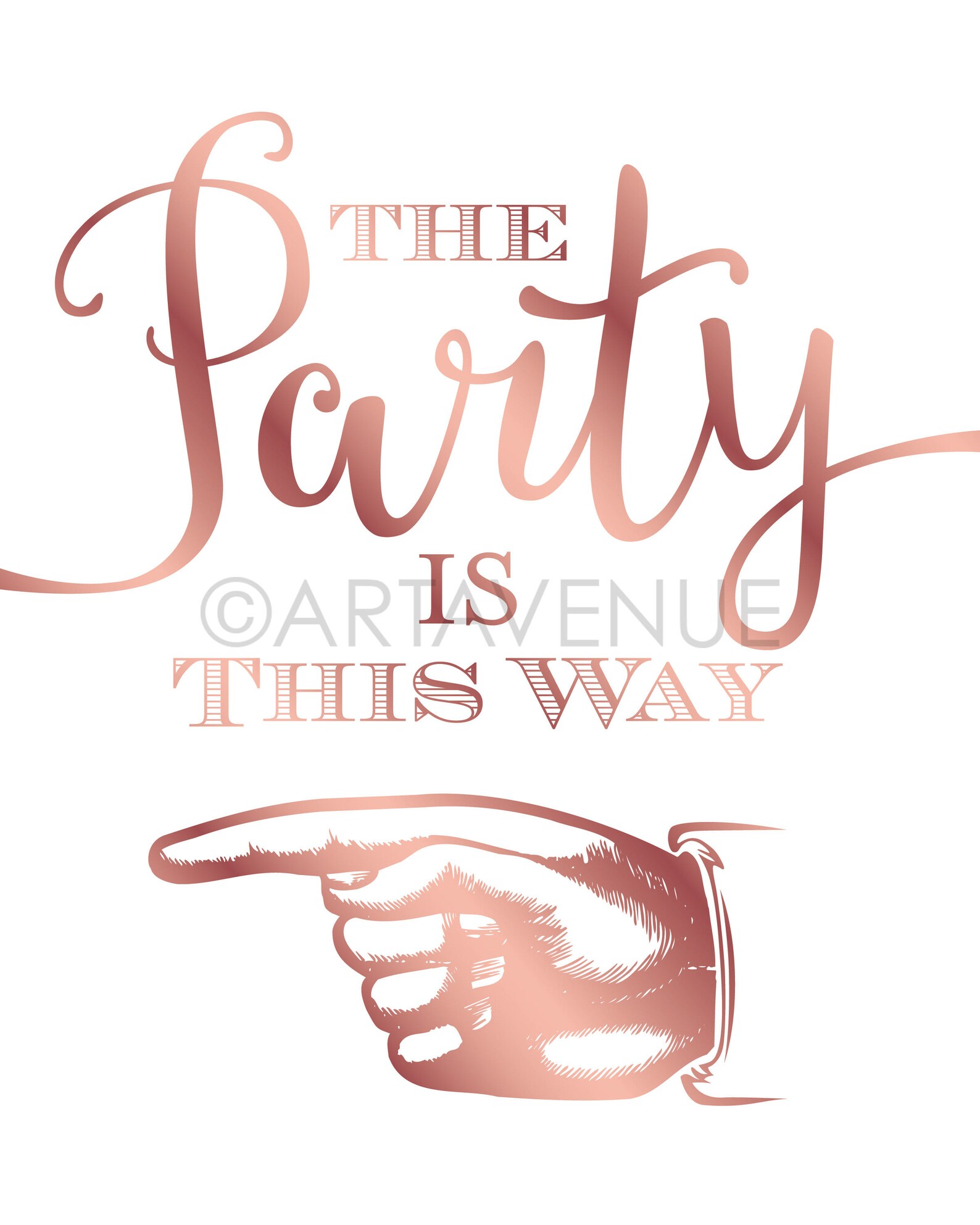 Chic Rose Gold Party Signs Direction Sign Printables the - Etsy