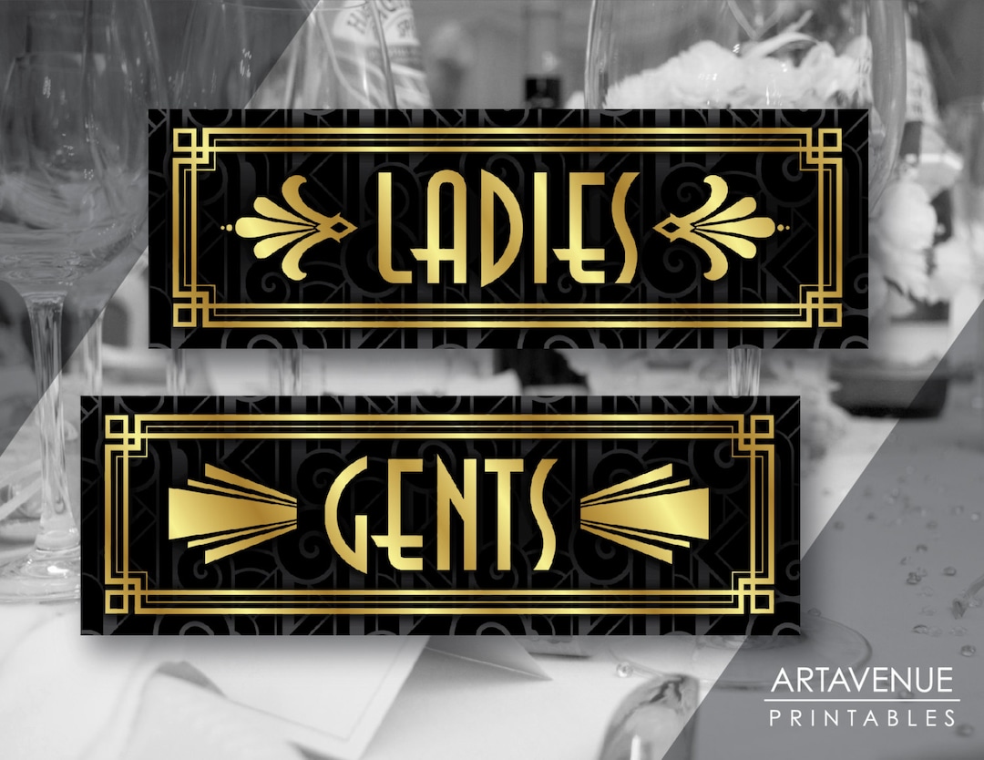 Printable Art "ladies" and "gents" Signs - Gatsby Wedding Restroom ...