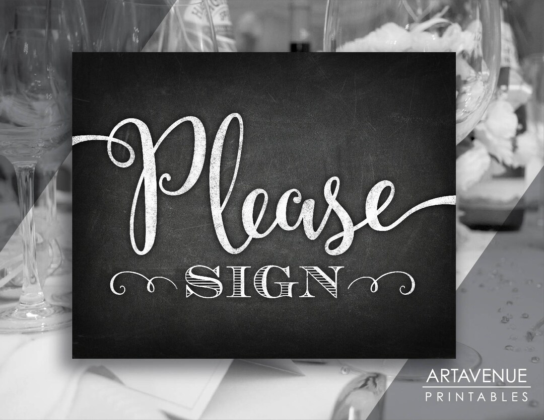 Chalk Guestbook Sign Printables Please Sign Wedding Downloads ...
