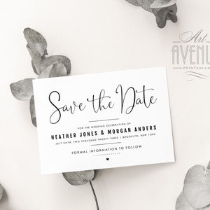 Wedding Save the Date Template, 5x7 Minimalist Wedding Invitation Templett, Wedding Printable Template Download EDITABLE #001 MM10