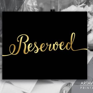 Chic Wedding Signs | RESERVED Sign | Black and Gold Wedding Sign ...