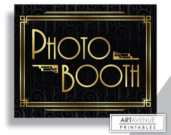 Great Gatbsy Photo Booth Sign Download, Art Deco Wedding Party Prop Signage, Roaring 1920's Twenties Party, Instant Download ADC1