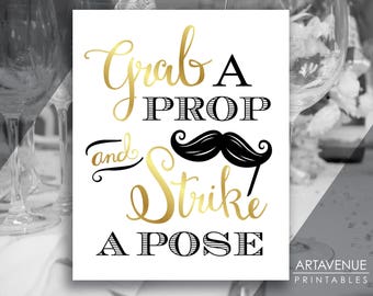 Chic Rose Gold Wedding Photo Sign Printables Grab A Prop and | Etsy