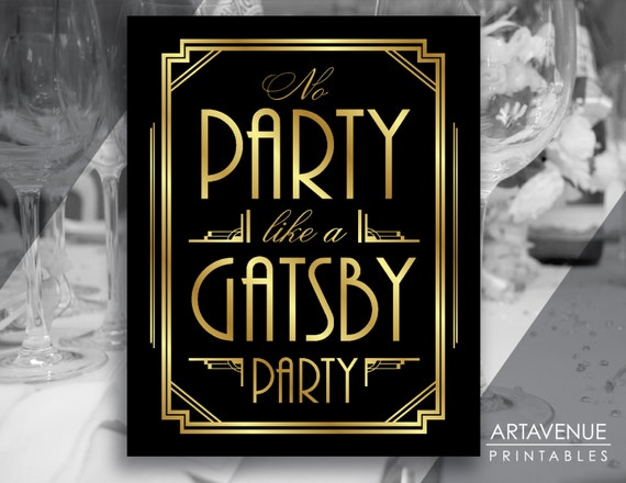 Gatsby Party Decor Printable Sign, Gatsby Wedding, Roaring