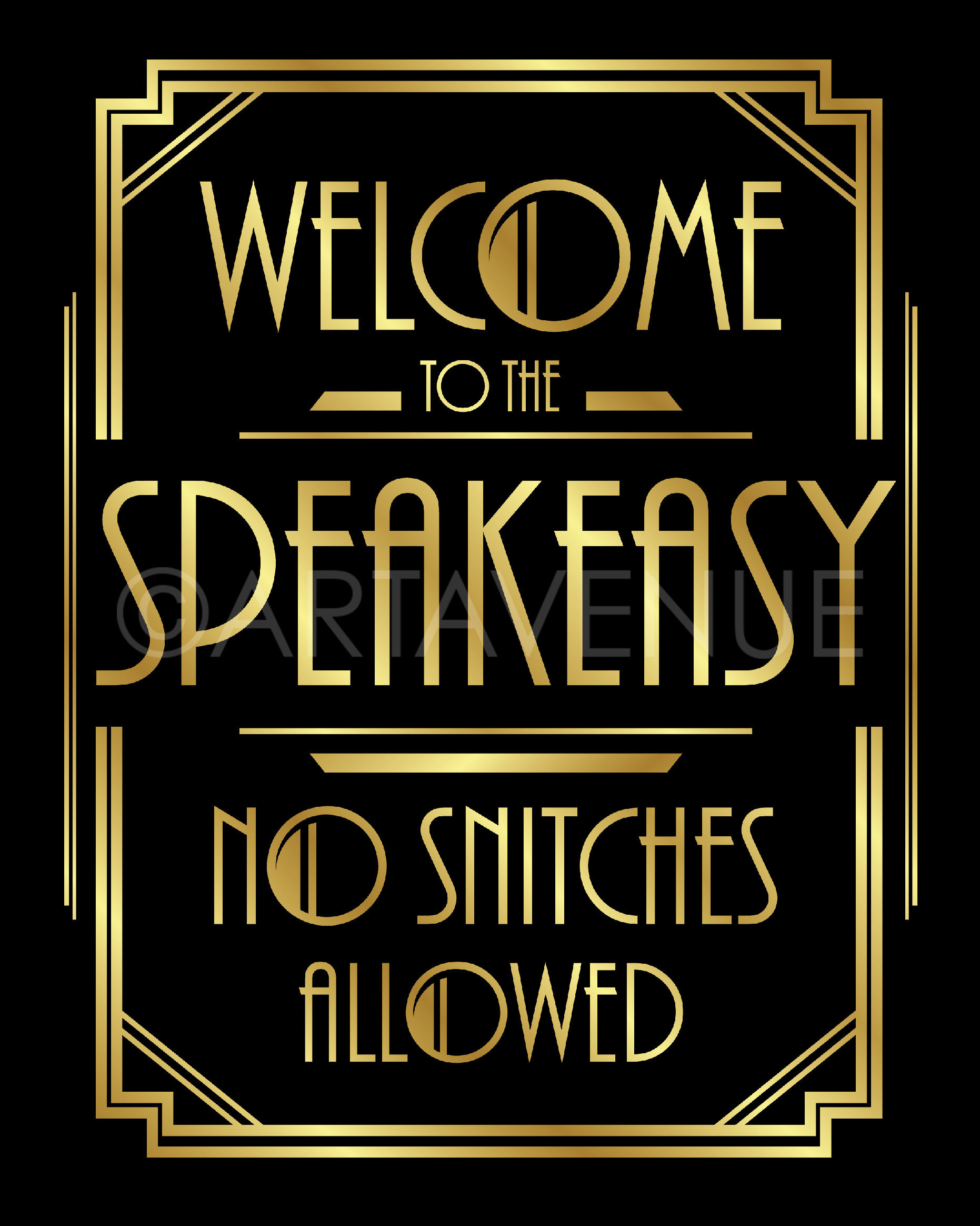 Art Deco Welcome To The Speakeasy Sign Printable Black and Etsy 日本