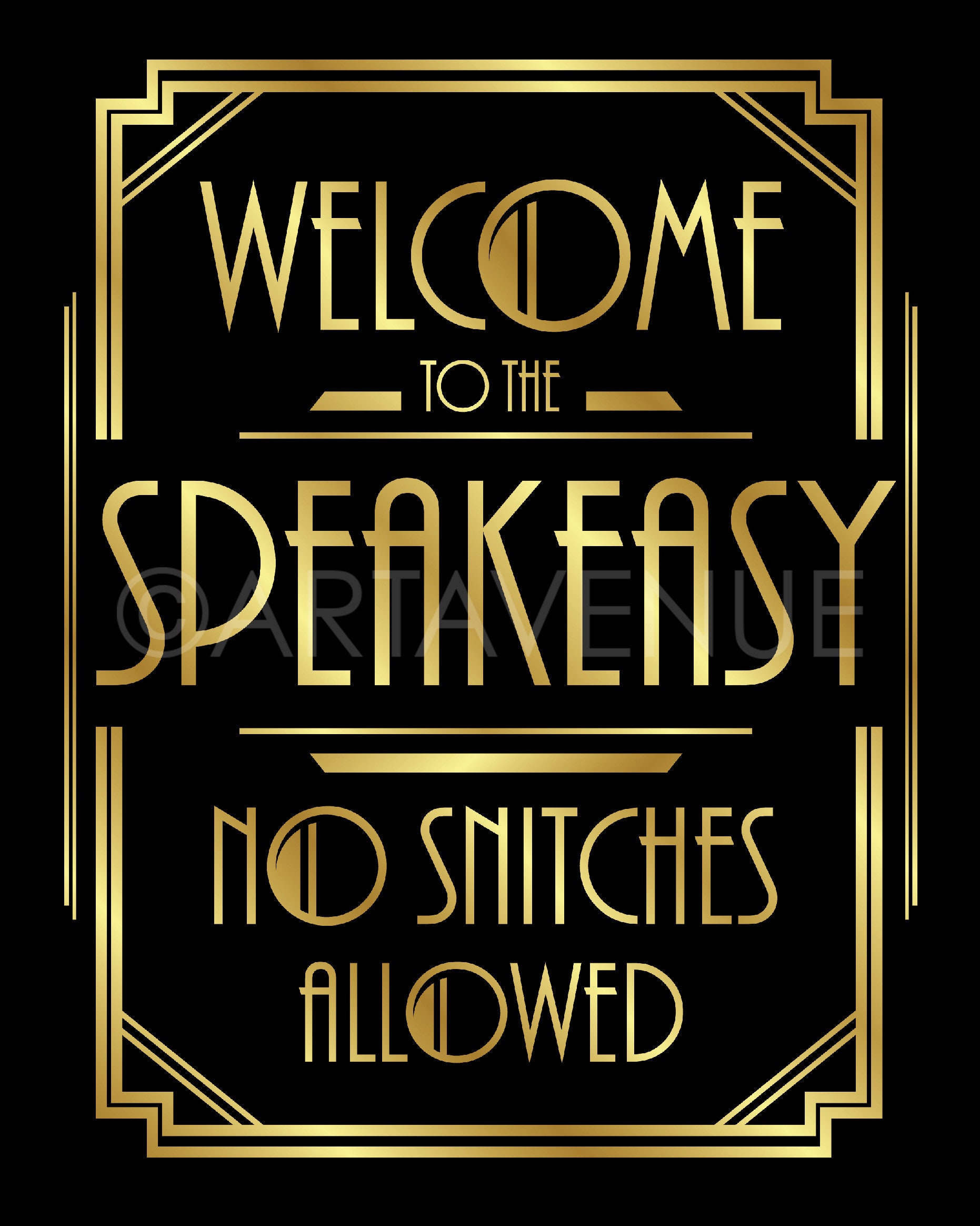 Art Deco Welcome to the Speakeasy Sign Printable Black and - Etsy Australia
