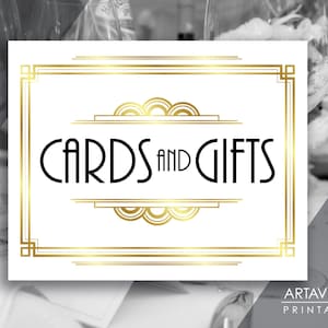 Art Deco Printable Art Gatsby Wedding Sign - "cards and Gifts" White ...