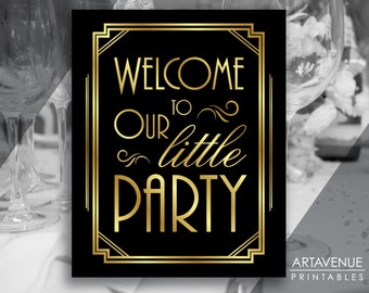 Art Deco Party Welcome Printable Sign, Gatsby Wedding, Roaring Twenties Party Decor, 1920's Wedding Jpg Svg Instant Download AA21