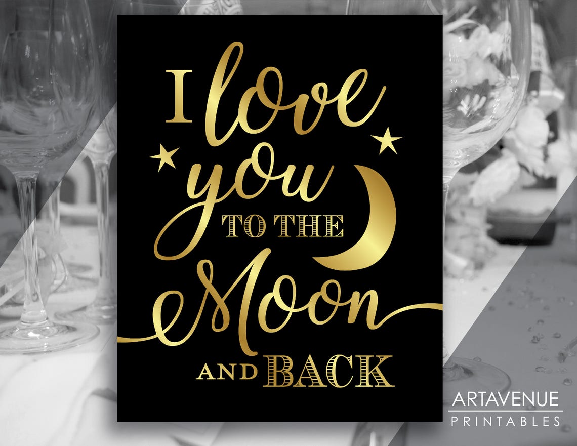 Chic Black and Gold Love Sign Printables Love You to the - Etsy