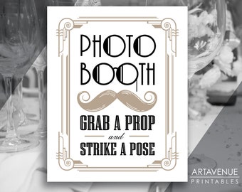 Sinal de cabine fotográfica Downloads JPG SVG | Festa de Gatsby para impressão | Cabine fotográfica Art Déco vintage | Festa na cabine fotográfica dos anos 20, anos 20, AA14