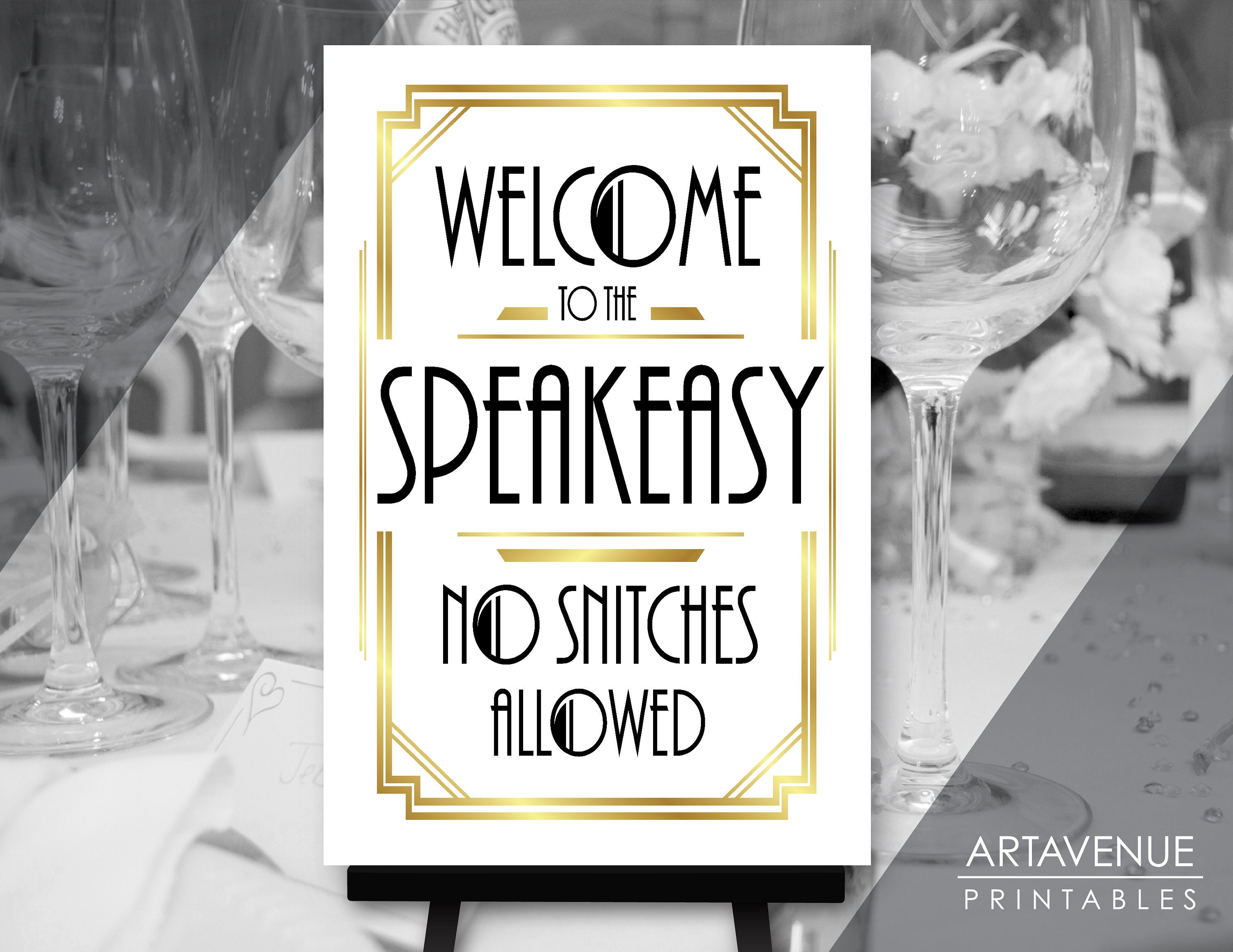 Roaring 20's Party Decor 24 X 36 SPEAKEASY WELCOME Sign Download