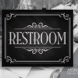 Wedding Printable Art Vintage Decor Sign restroom Sign Chalkboard ...