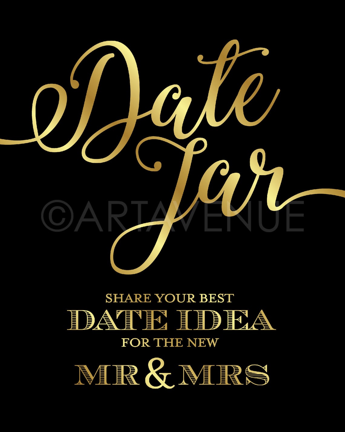 Gold Chic Wedding Signs Date Jar Date Ideas Sign Printable Etsy