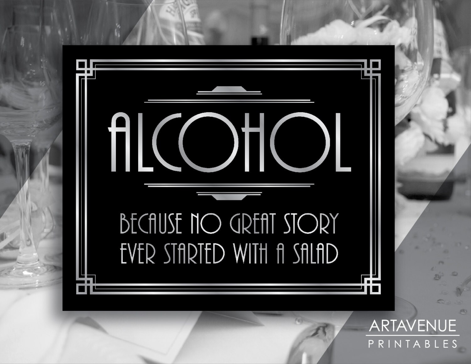 Gatsby Alcohol Quote Printable Sign Gatsby Wedding Roaring Etsy