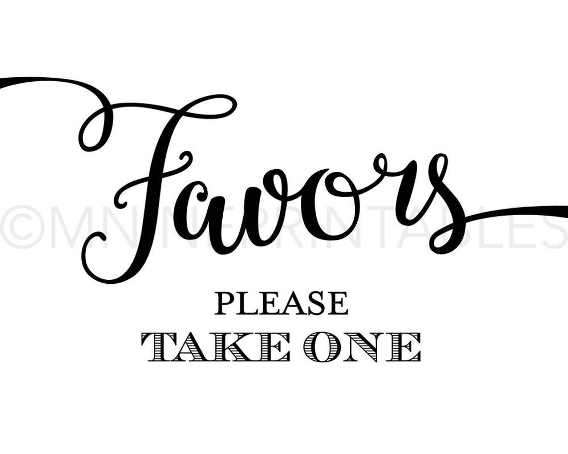 Wedding Sign Printables / FAVORS Please Take One / Chic | Etsy