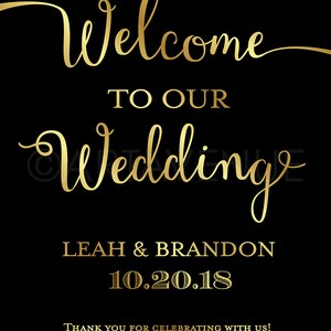 Custom Wedding Sign Printables / Custom WELCOME Sign / Chic Black and ...
