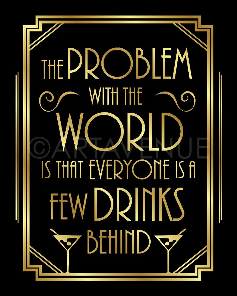 Art Deco Printable Bar Quote Gatsby Wedding Roaring Twenties Etsy France
