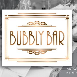 Art Deco Printable Art, "bubbly Bar" Sign, Gatsby Wedding Champagne Bar ...