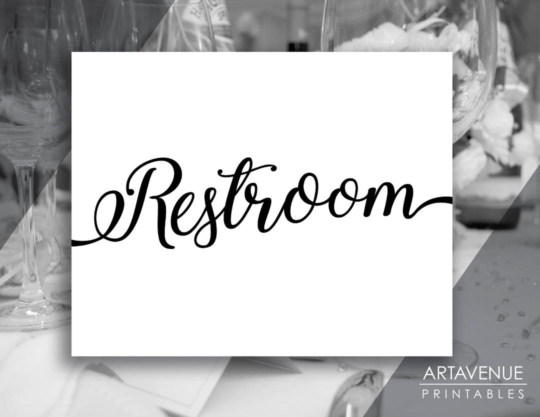 Chic Sign Printables Restroom Sign Printable Digital Downloads Black and White Wedding Signs ...