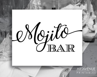 Black and White Chic Wedding Sign Printables | Mojito Bar Sign | Digital Downloads | Party Bar Sign Printable SCBW77