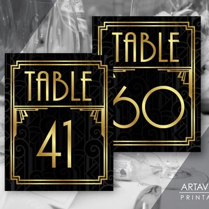 Gatsby Art Deco Wedding Table Signs, Table Numbers 41-60, Printable Art Gatsby Wedding Art Deco Sign, Instant Download ADC1