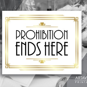 Great Gatsby Wedding Party Bar Sign Download, Prohibition Party Sign Printable, Art Deco Roaring 20&#39;s  Decorations, Instant Download ADWGB1