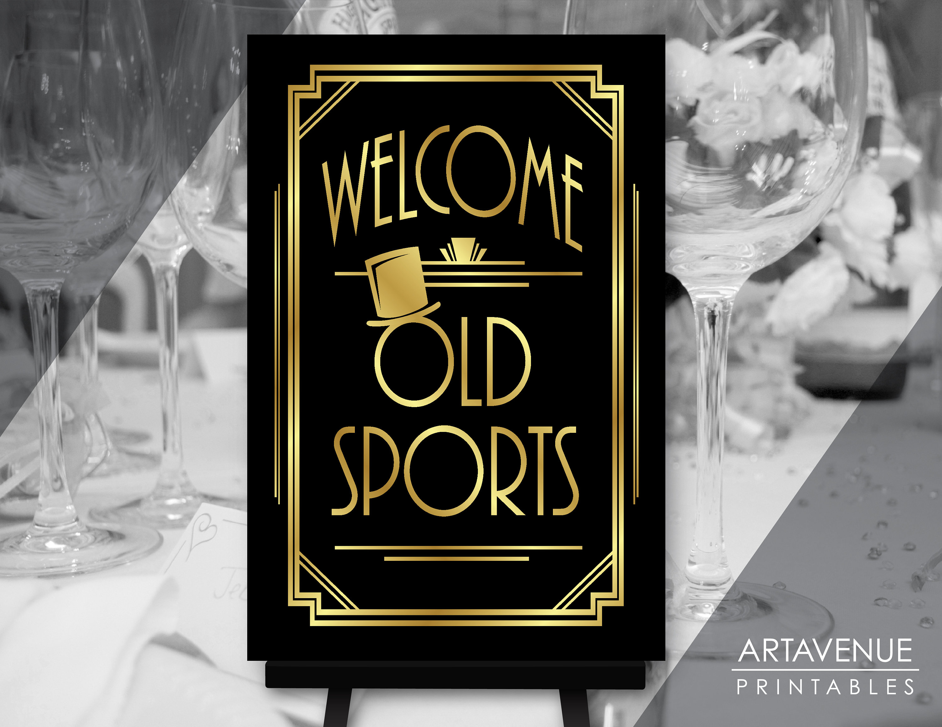 Gatsby Roaring 20's Party Welcome Sign | 24 X 36 Welcome Old Sports ...