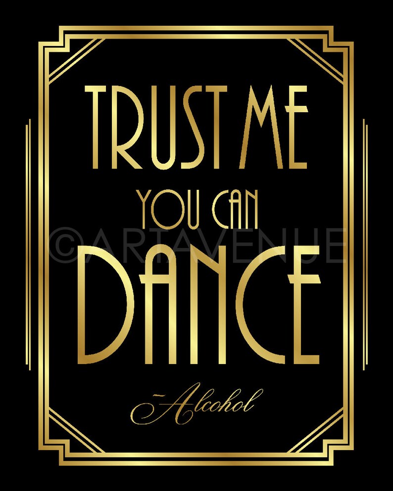 Gatsby Party Printable Alcohol Quote Art Deco Wedding Etsy