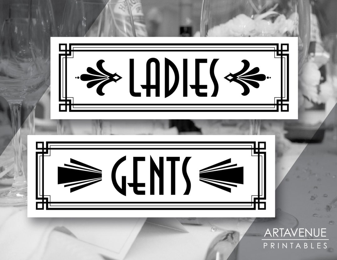Printable Art "ladies" and "gents" Signs - Gatsby Wedding Restroom ...