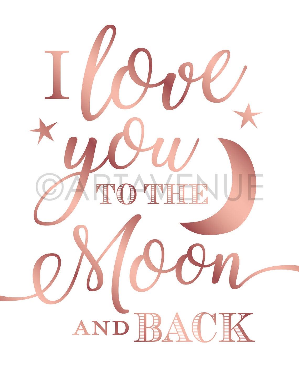 Chic Rose Gold Love Sign Printables Love You to the Moon and - Etsy