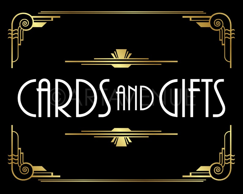 Cards and Gifts Sign Printables Art Deco Wedding Decor - Etsy