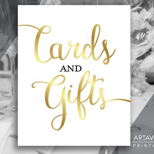 Gold Chic Party Sign Printables | Gold CARDS and GIFTS Sign | Wedding ...