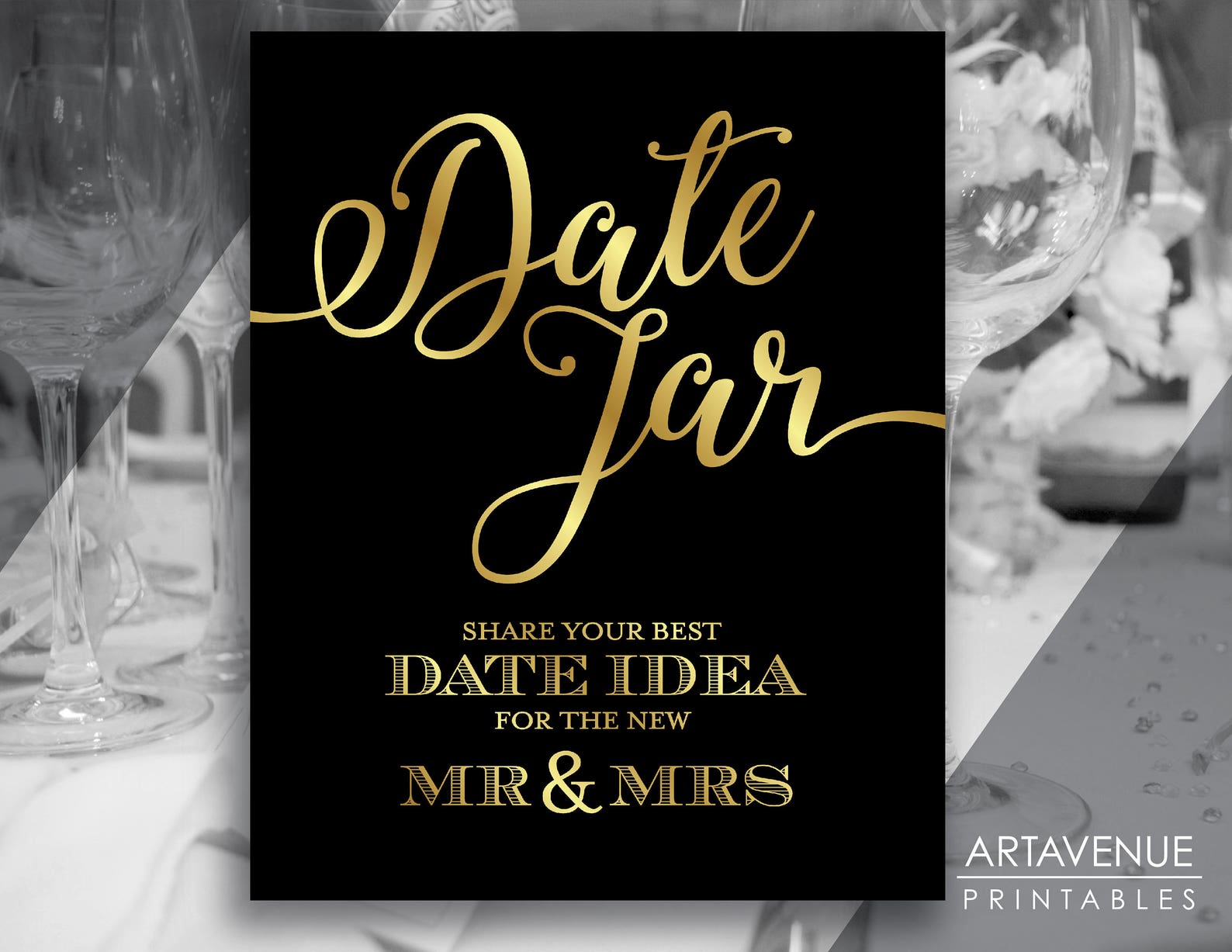 Gold Chic Wedding Signs Date Jar Date Ideas Sign Printable Etsy