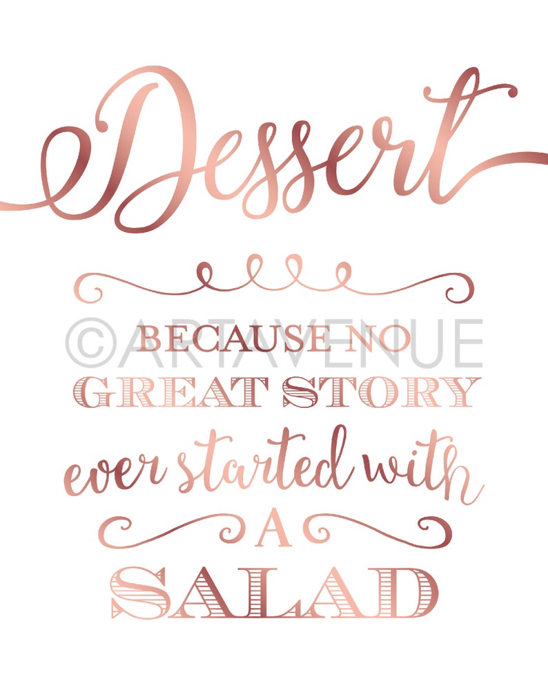 Rose Gold Chic Wedding Sign Printables DESSERT No Party Ever - Etsy